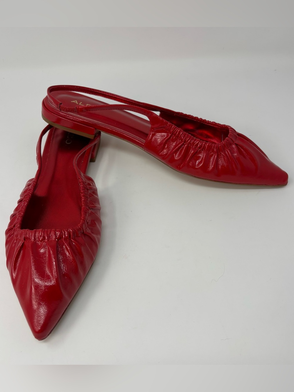 Aldo Womens Size 9.5 Red Ruched Pointed Toe Slingback Flats Dress Shoes